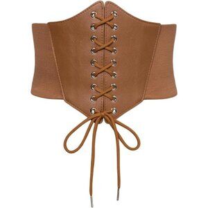 Women Wide Belt Elastic Waist Belt Corset Camel